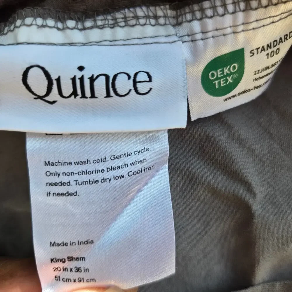 NWOT Quince 100% Organic Cotton Luxe Honeycomb 3Pc Duvet Set King Gray $134 MSRP